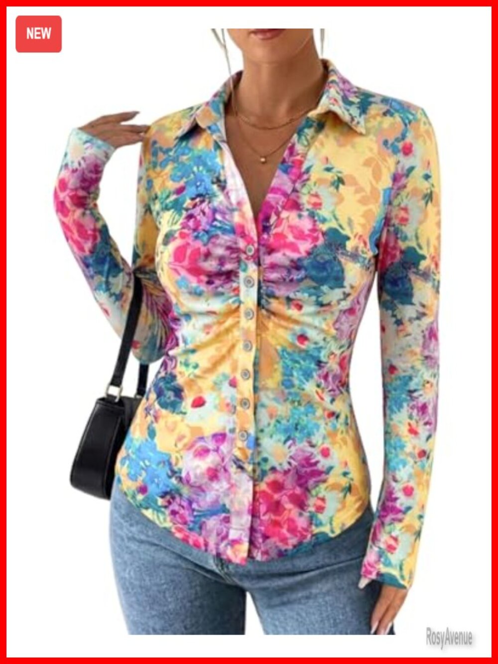 Sheer Mesh Button Down Shirt Floral Boho Blouse Long Sleeve